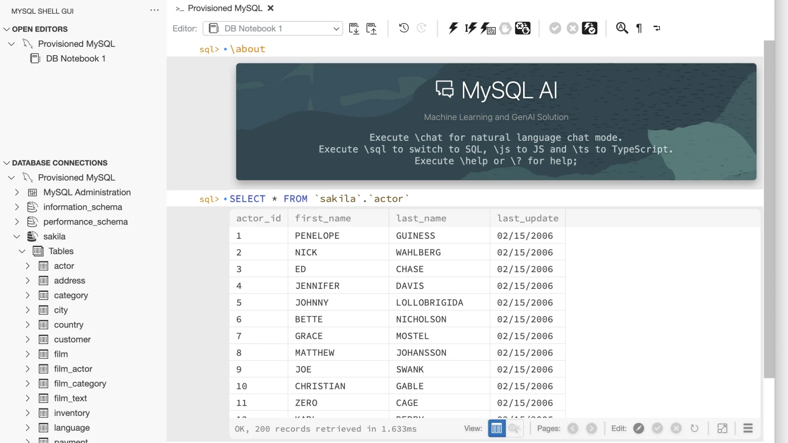 MySQL Shell GUI live demo preview